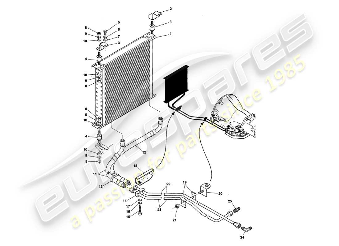 aston martin v8 volante (1998) gearbox cooling parts diagram