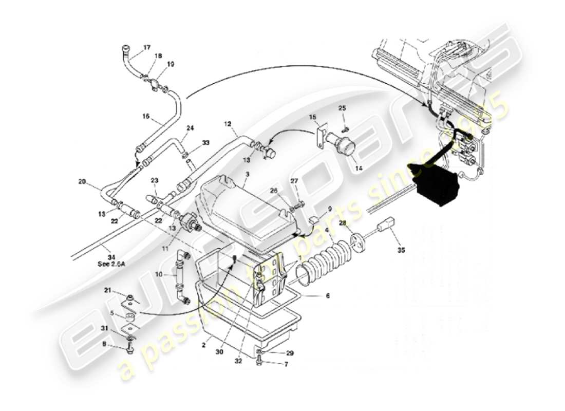 aston martin vanquish (2002) evaporative emission system part diagram