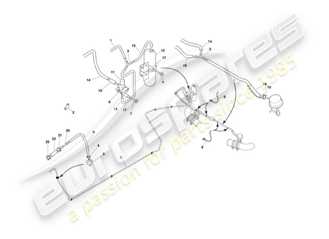 aston martin vanquish (2003) exhaust by-pass system part diagram