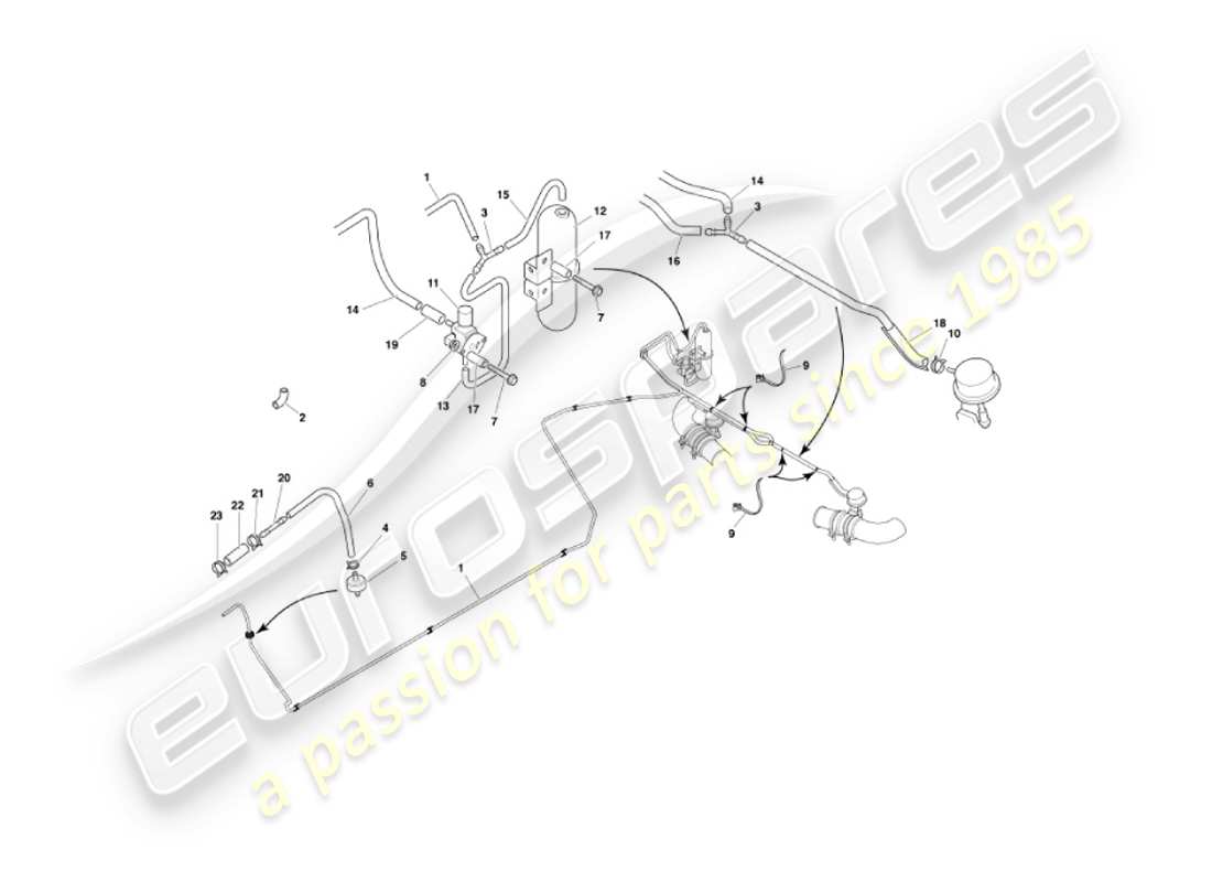 aston martin vanquish (2006) exhaust by-pass system part diagram