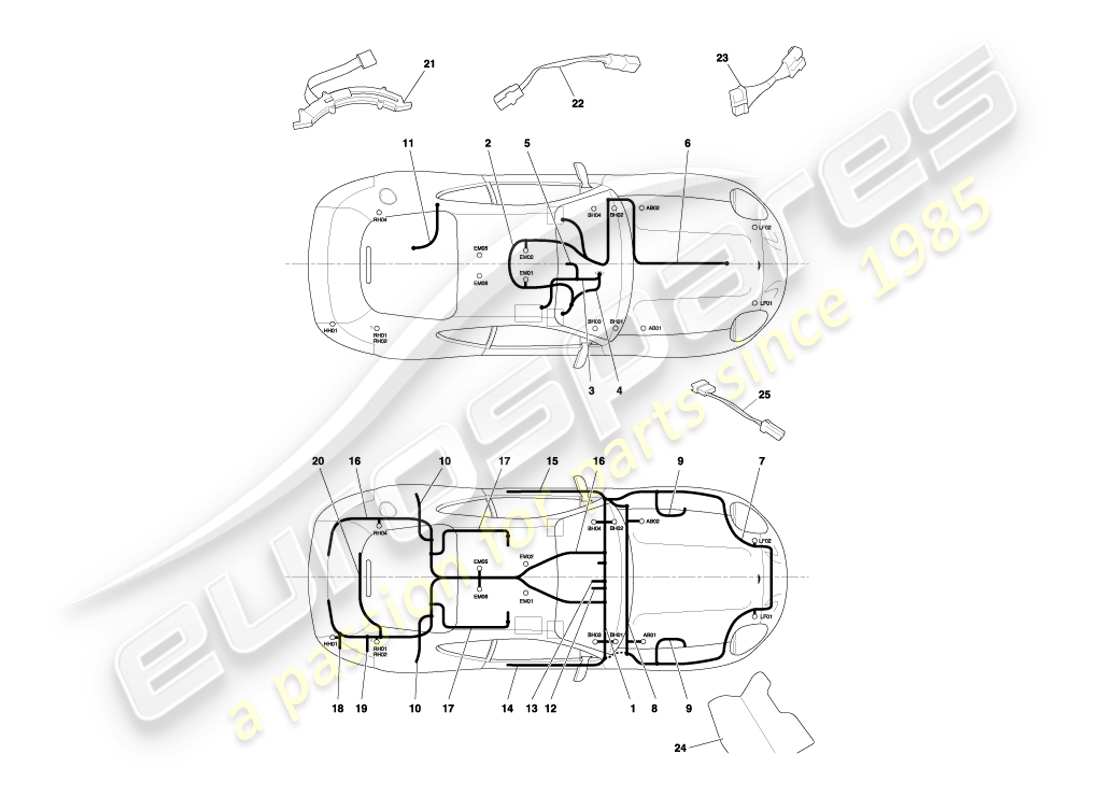 aston martin db7 vantage (2001) harnesses part diagram