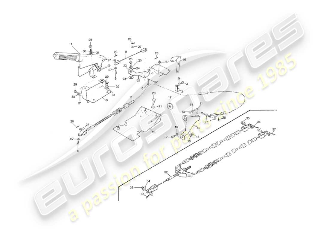 aston martin v8 virage (2000) handbrake part diagram