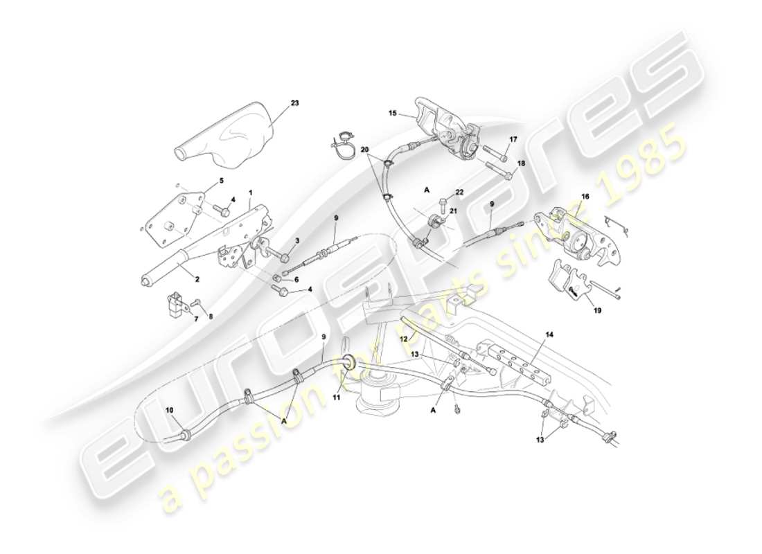 aston martin vanquish (2006) handbrake part diagram