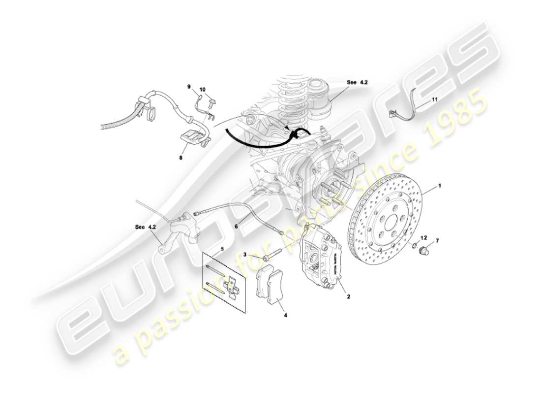 aston martin vanquish (2006) rear brakes part diagram