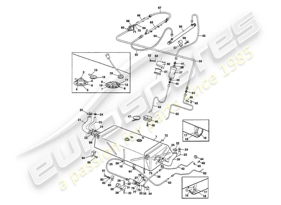aston martin v8 volante (1998) fuel system parts diagram