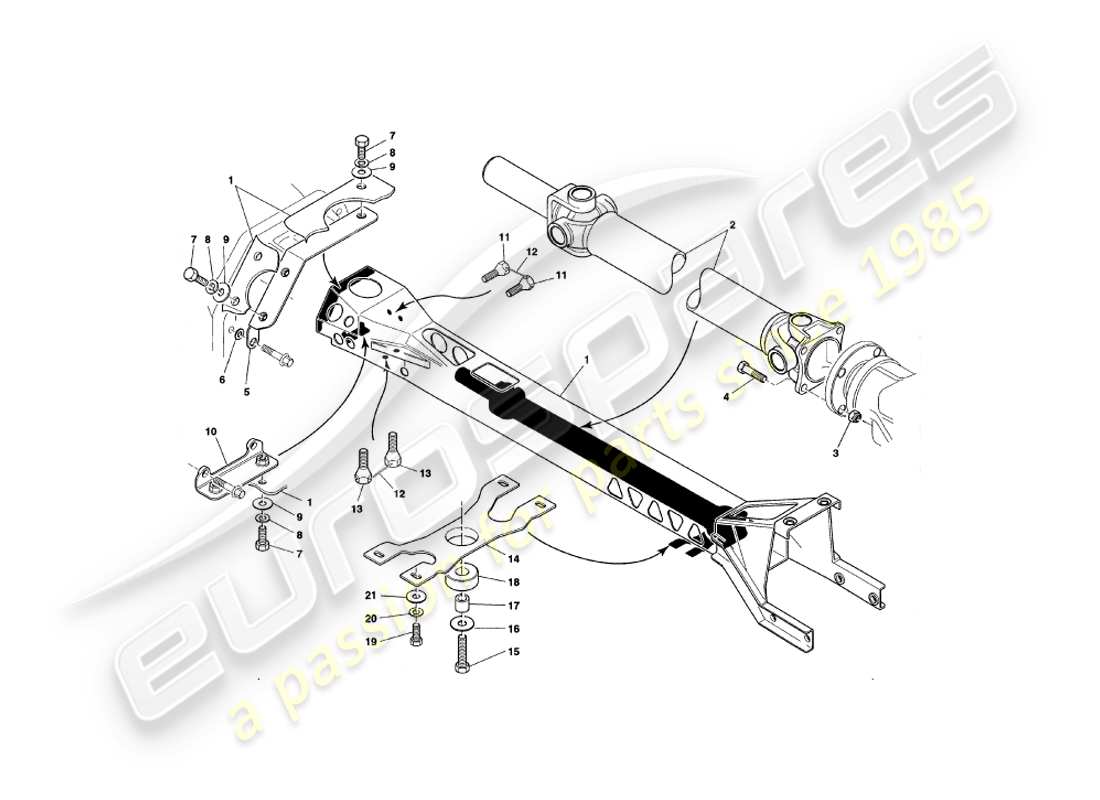 aston martin v8 coupe (2000) torque tube and propshaft part diagram