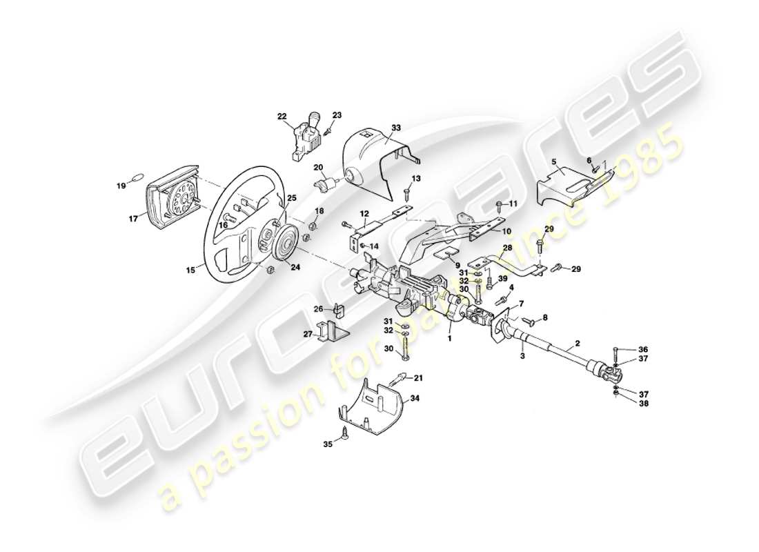 aston martin v8 coupe (2000) steering column part diagram