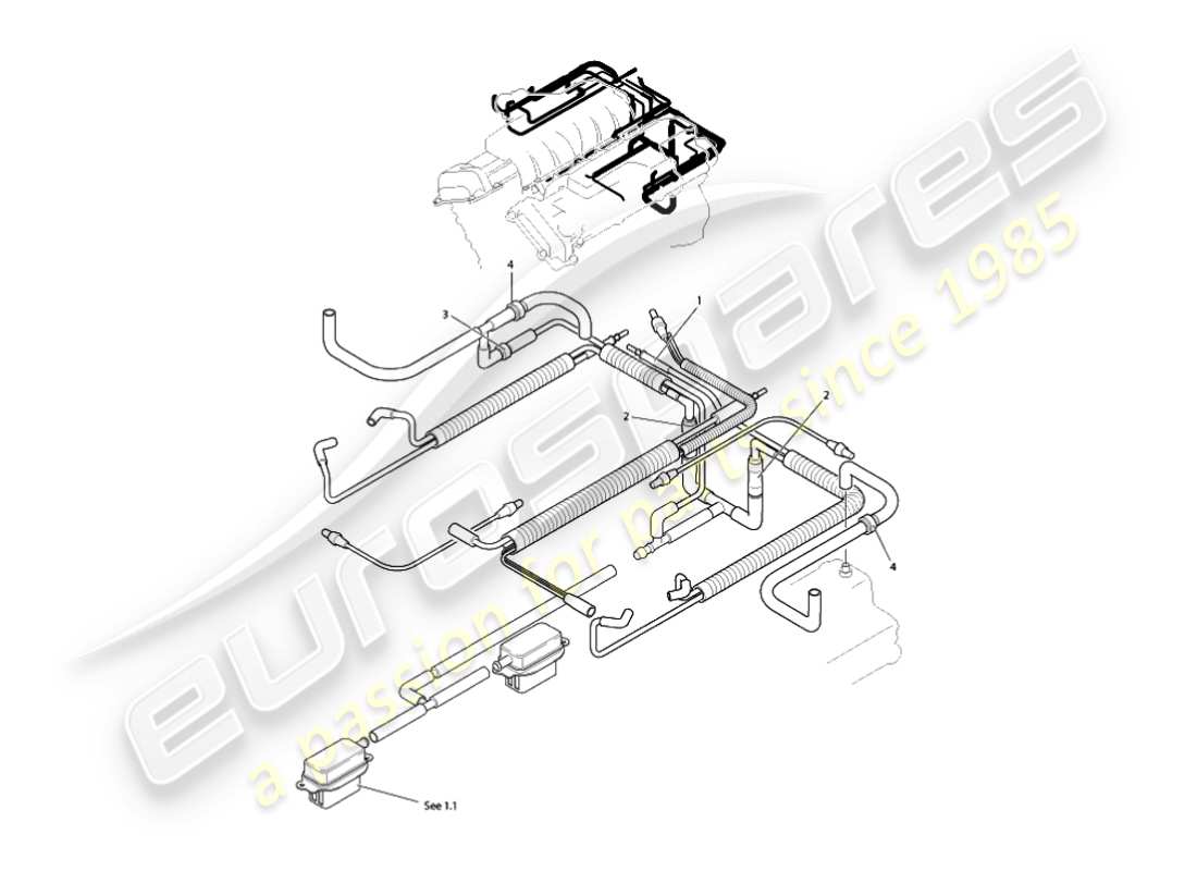 aston martin vanquish (2003) vacuum system, engine part diagram