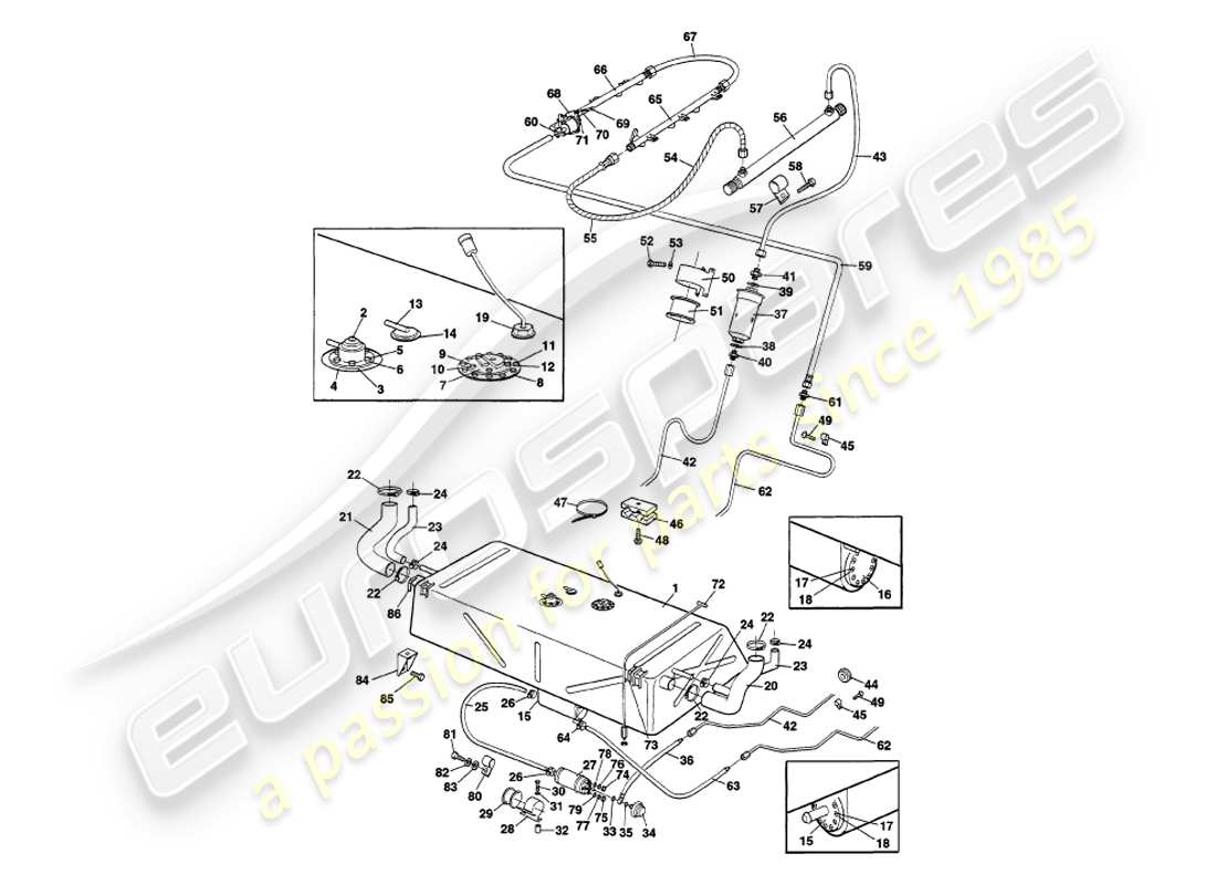 aston martin v8 volante (1997) fuel system part diagram