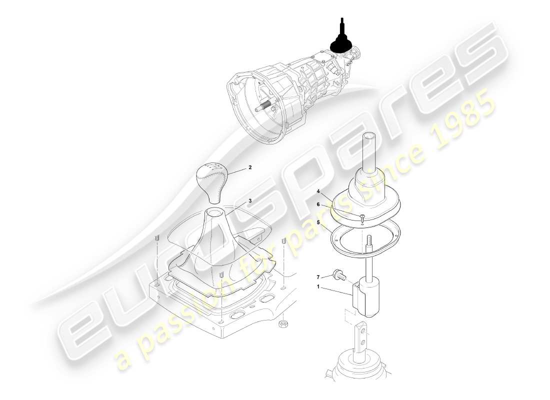 aston martin db7 vantage (2001) manual gearbox & gear selector assy part diagram