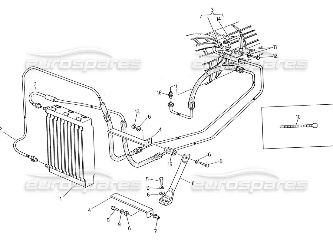 maserati 222 / 222e biturbo oil radiator for automatic transmission (4 hp) parts diagram