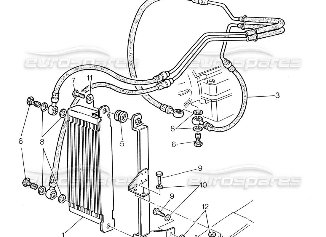 maserati 222 / 222e biturbo radiator for automatic transmission (3 hp) part diagram