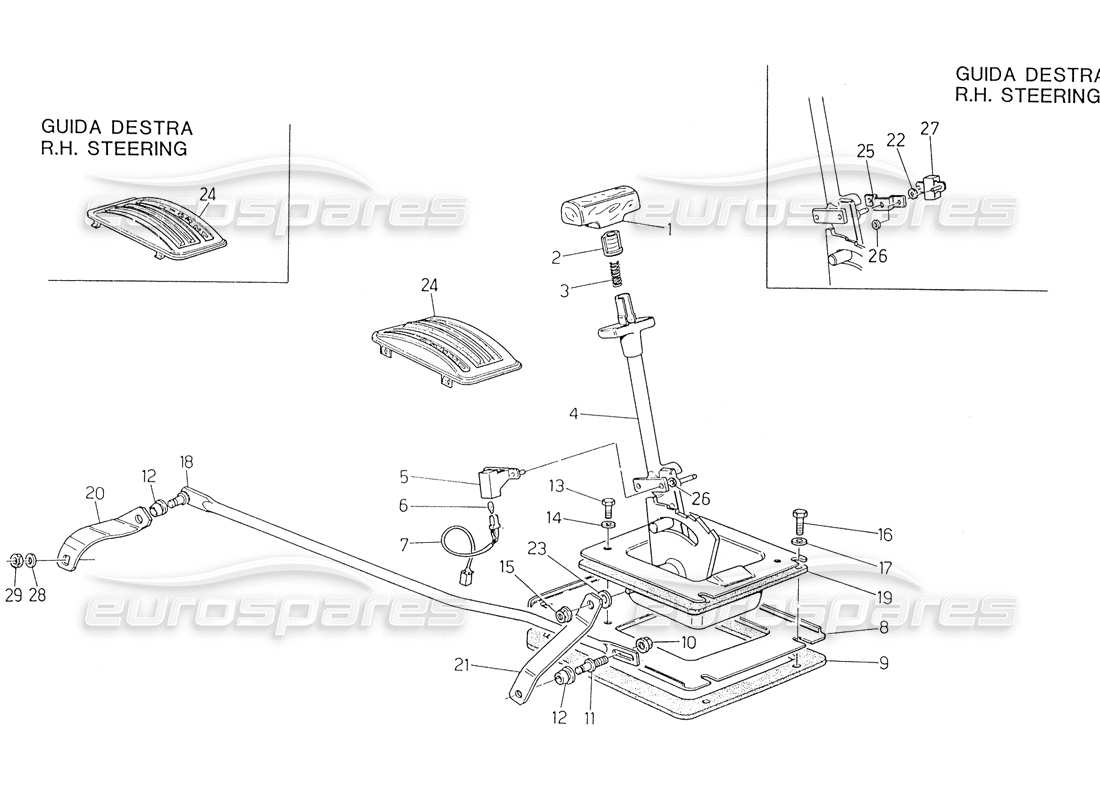 maserati biturbo spider automatic transmission control (4 hp) part diagram