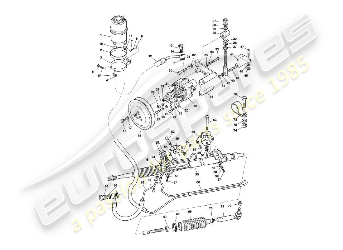 aston martin v8 volante (1997) power steering part diagram