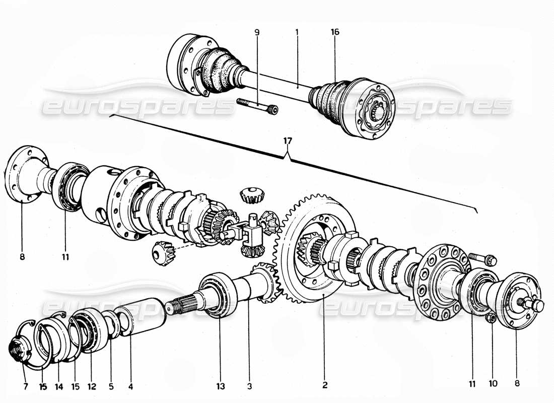 ferrari 365 gtc4 (mechanical) diff unit - revision parts diagram