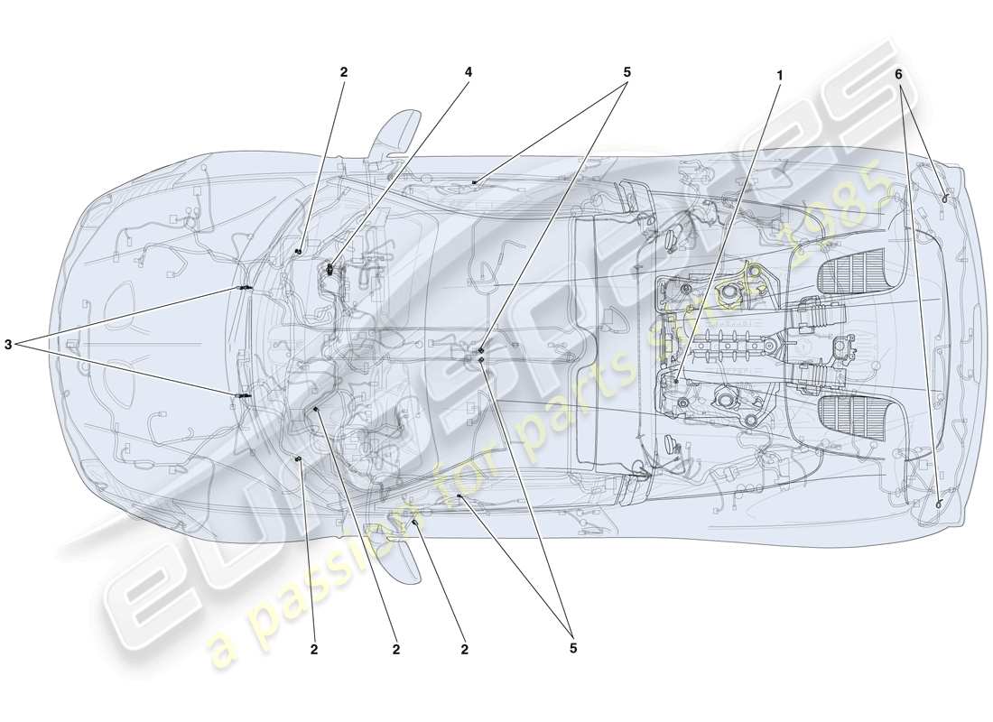 ferrari 458 speciale aperta (rhd) various fastenings for the electrical system part diagram