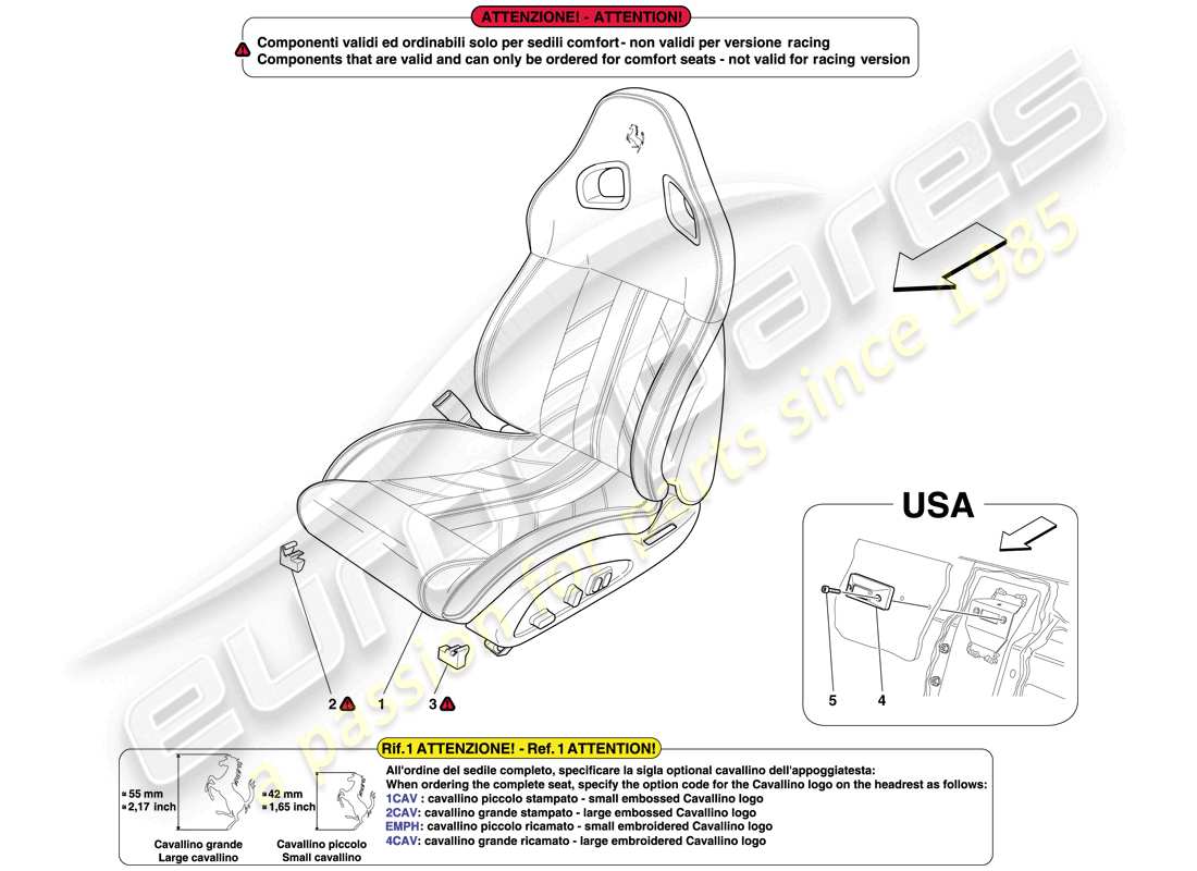 ferrari 599 sa aperta (rhd) complete front seat and seat belts part diagram