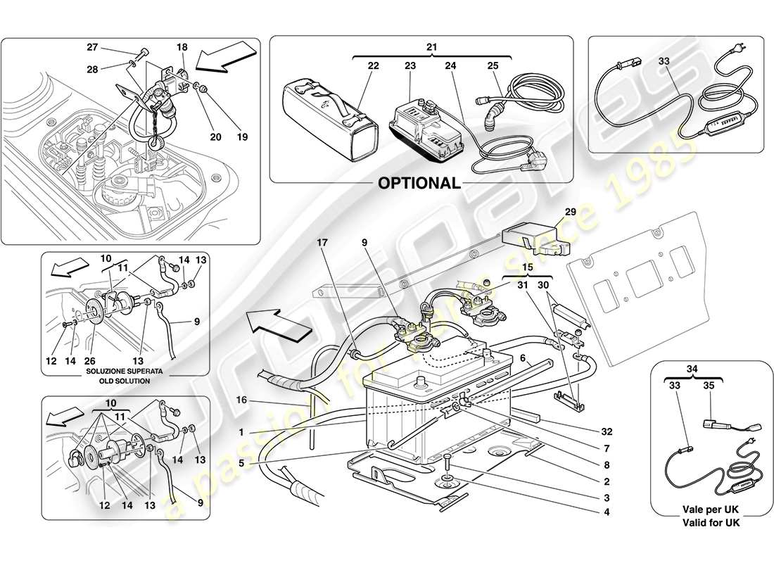 ferrari f430 coupe (rhd) battery parts diagram