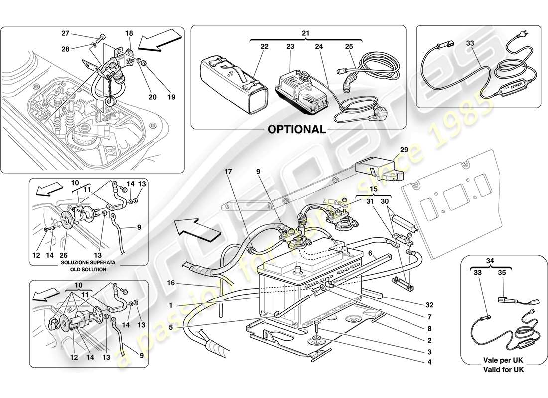 ferrari f430 coupe (rhd) battery part diagram