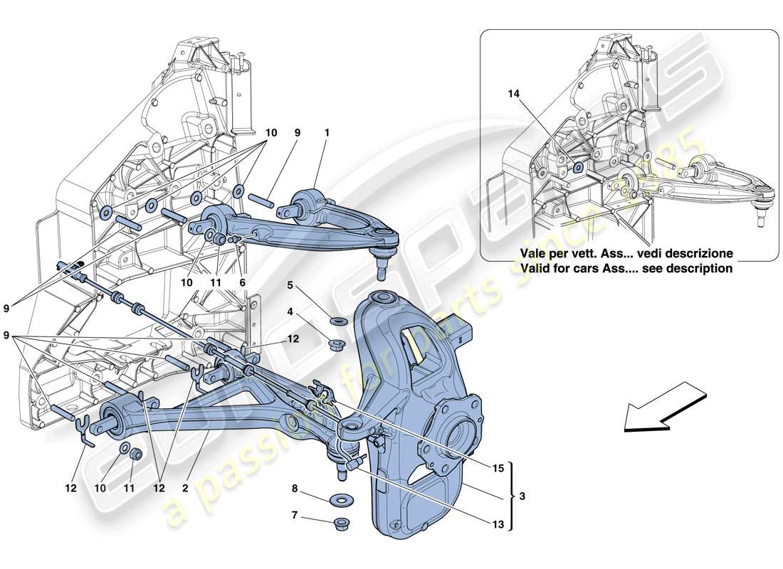ferrari 458 italia (rhd) front suspension - arms part diagram