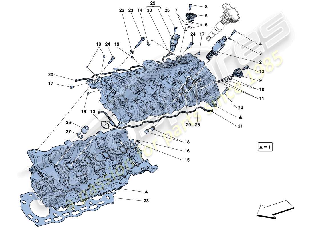 ferrari gtc4 lusso t (usa) left hand cylinder head parts diagram