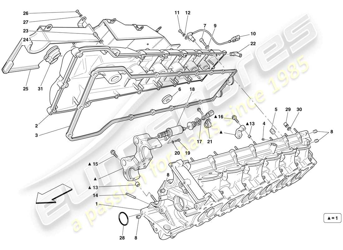 ferrari 599 sa aperta (rhd) right hand cylinder head part diagram