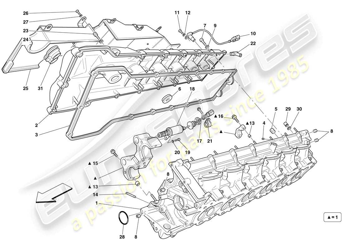 ferrari 599 gto (rhd) right hand cylinder head parts diagram