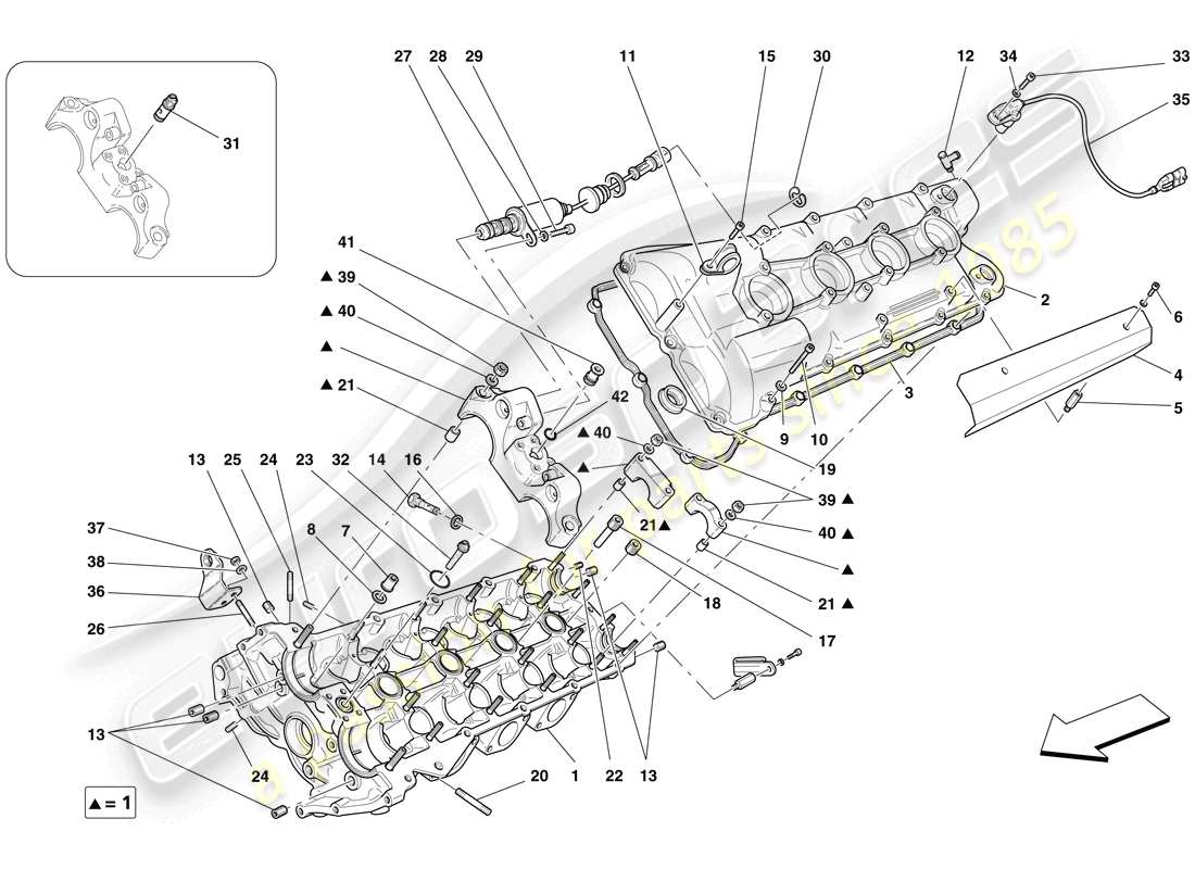 ferrari f430 spider (europe) left hand cylinder head part diagram