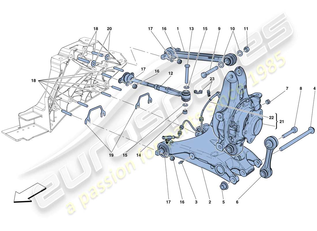 ferrari f12 berlinetta (rhd) rear suspension - arms parts diagram