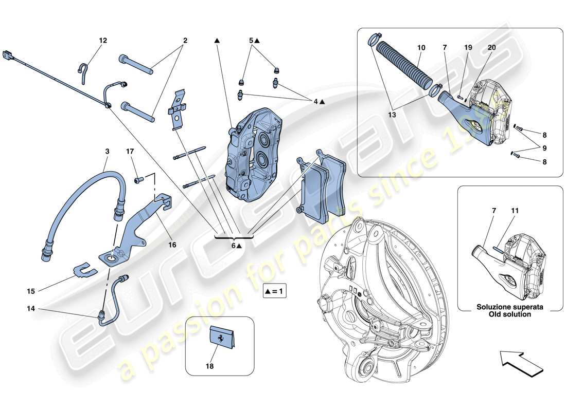 ferrari f12 berlinetta (europe) rear brake callipers parts diagram