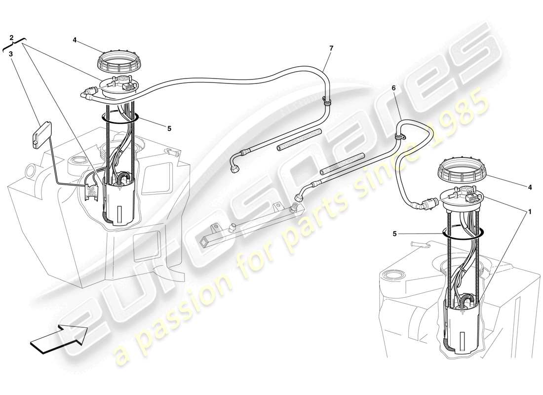 ferrari f430 spider (europe) fuel system pumps and pipes part diagram