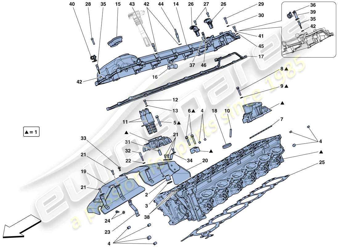 ferrari f12 tdf (europe) right hand cylinder head parts diagram