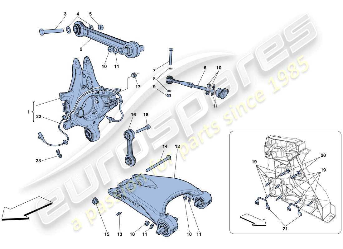 ferrari 458 italia (rhd) rear suspension - arms parts diagram