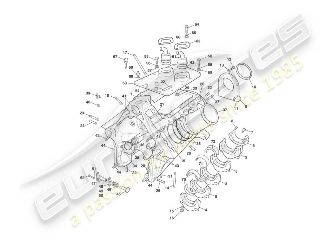 aston martin v8 virage (2000) cylinder block part diagram