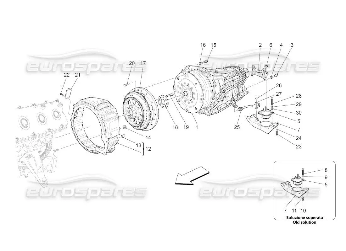 maserati qtp. (2011) 4.7 auto gearbox housings parts diagram