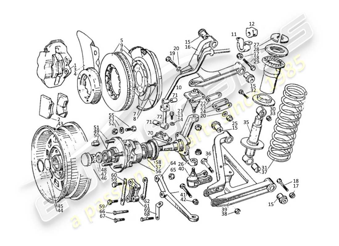 maserati kyalami front suspension parts diagram