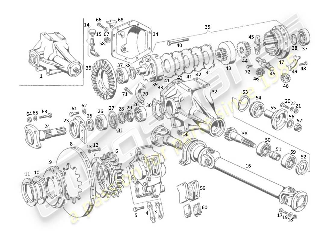 maserati kyalami differential and propeller shaft parts diagram