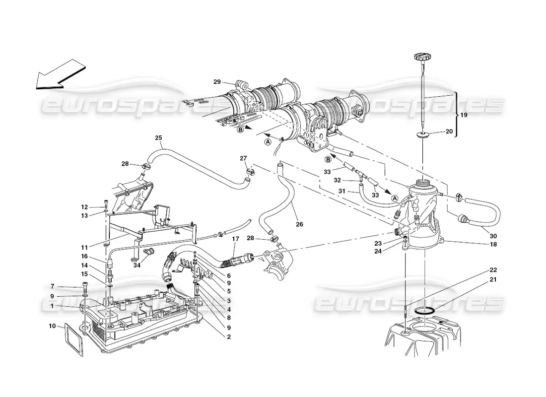 ferrari 430 challenge (2006) lubrication system - tank - heater exchange parts diagram