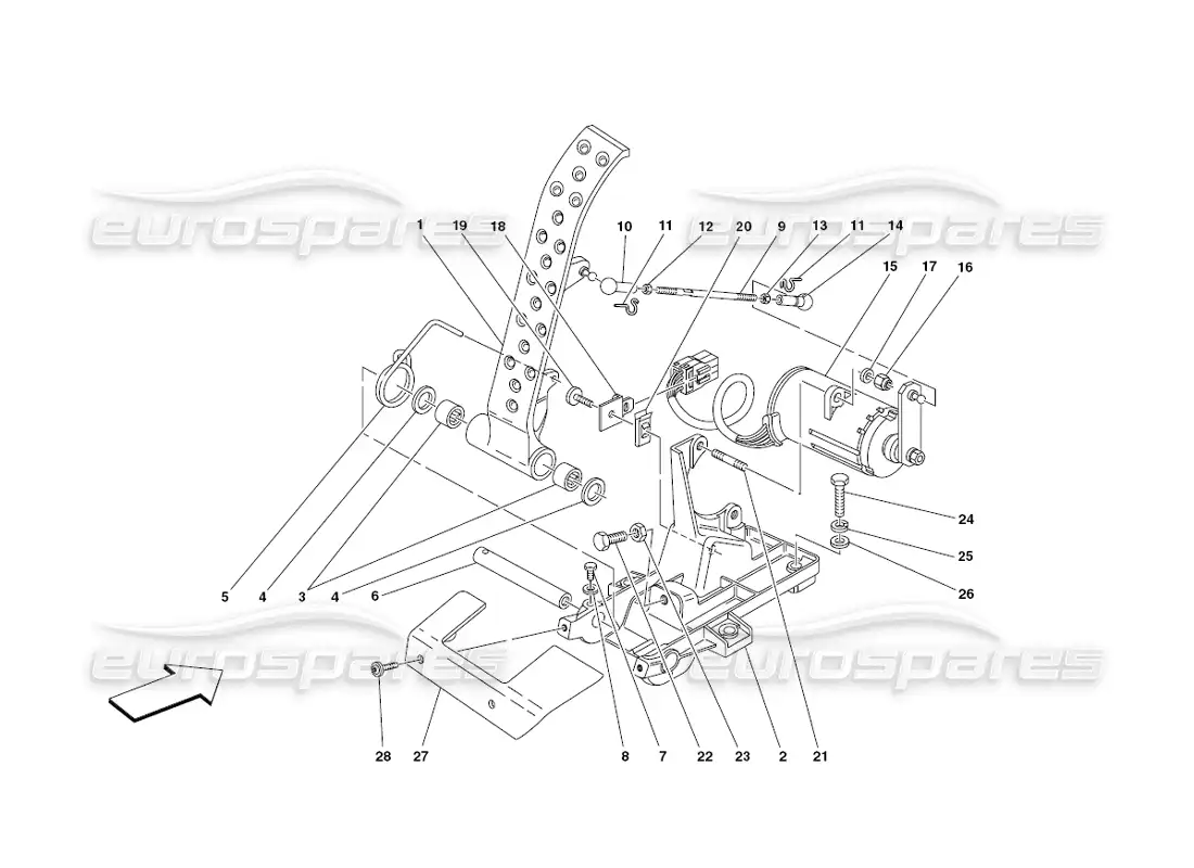 ferrari 430 challenge (2006) electronic accelerator pedal parts diagram