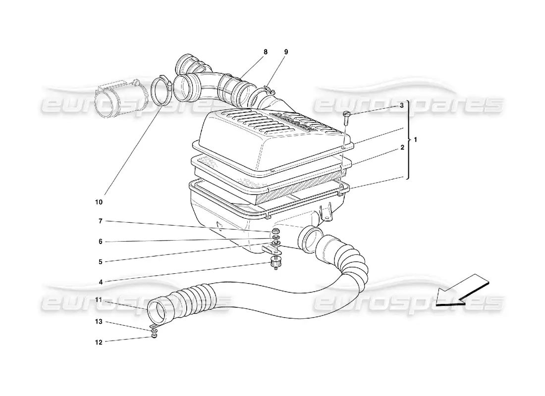 ferrari 355 (5.2 motronic) air intake parts diagram