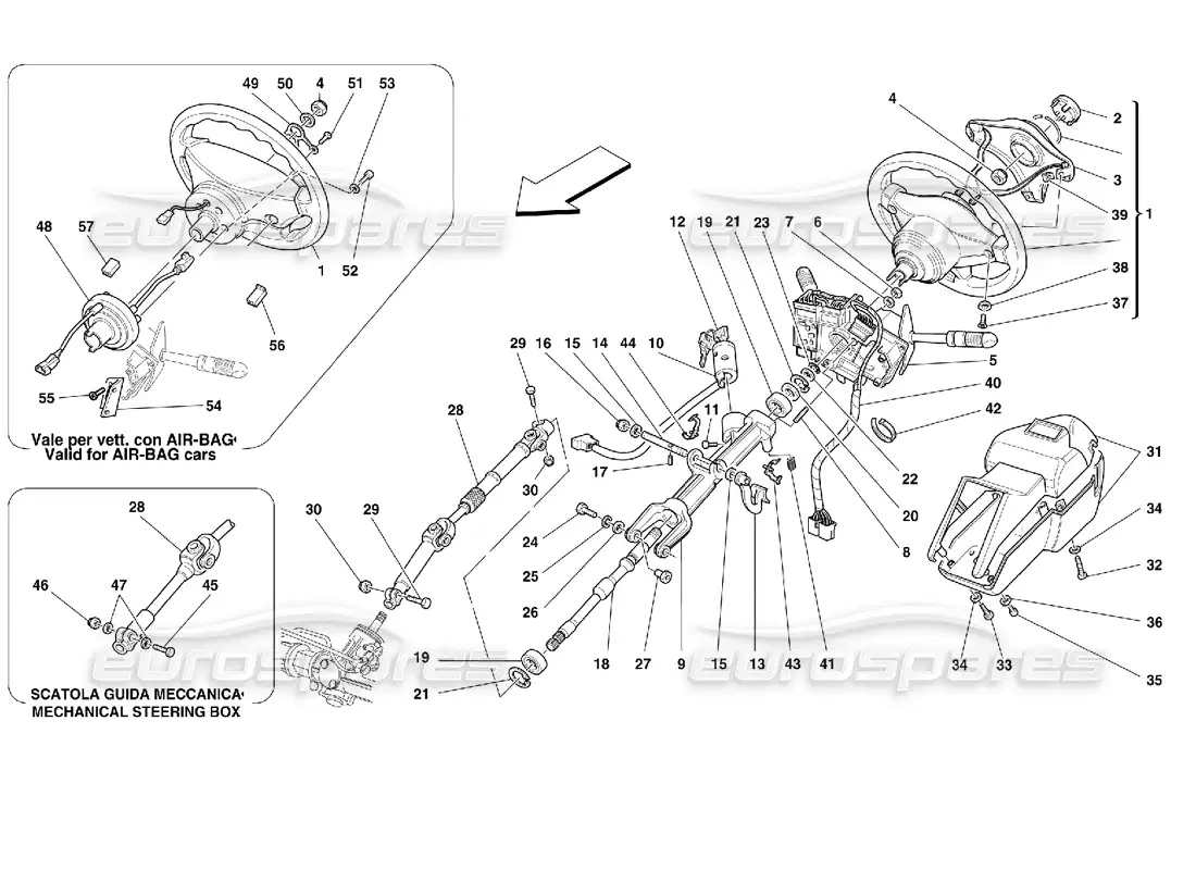 ferrari 355 (2.7 motronic) steering column parts diagram