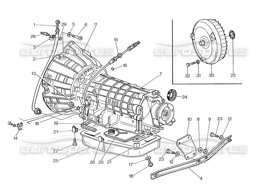 maserati biturbo spider automatic transmission - converter (4 hp) part diagram