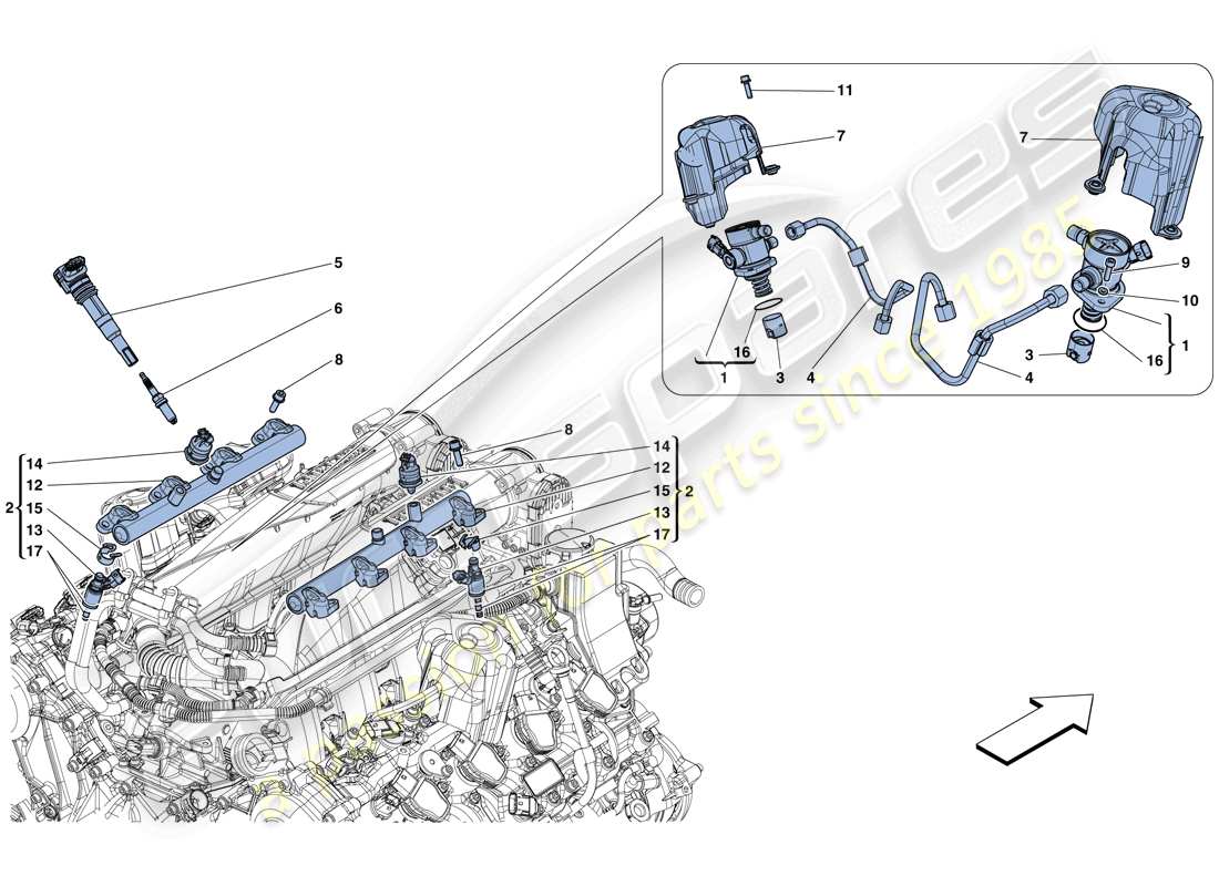 ferrari california t (rhd) injection - ignition system parts diagram