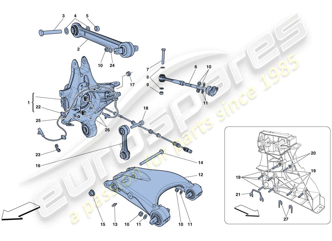 ferrari 488 spider (usa) rear suspension - arms part diagram