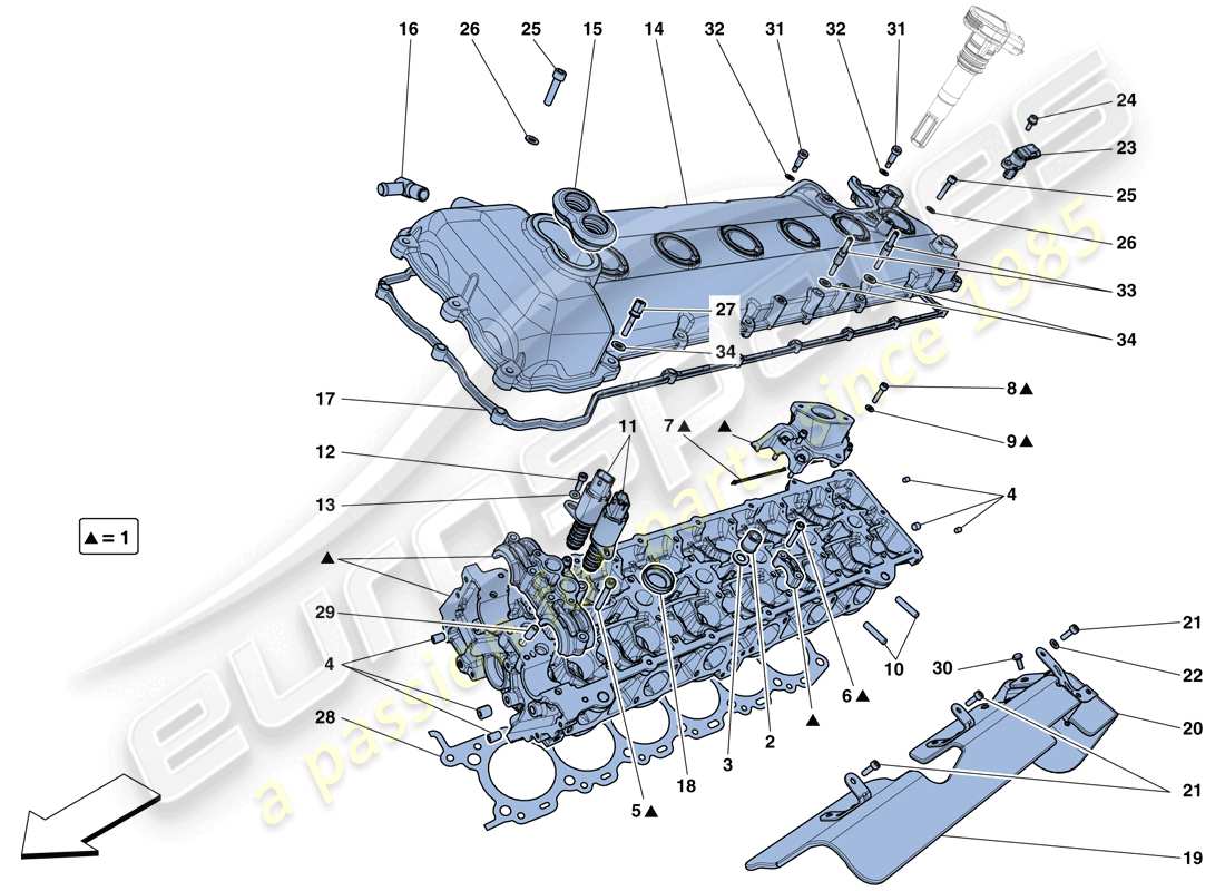 ferrari f12 berlinetta (usa) left hand cylinder head parts diagram