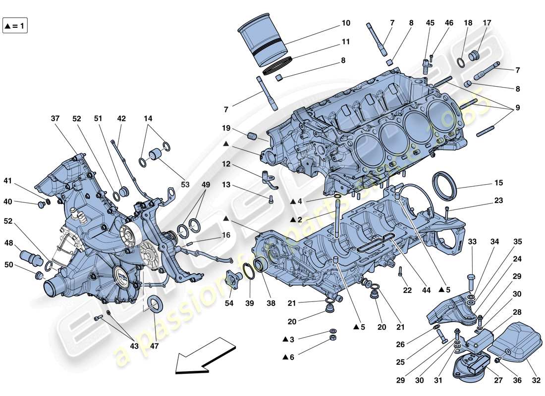 ferrari 458 speciale (rhd) crankcase parts diagram