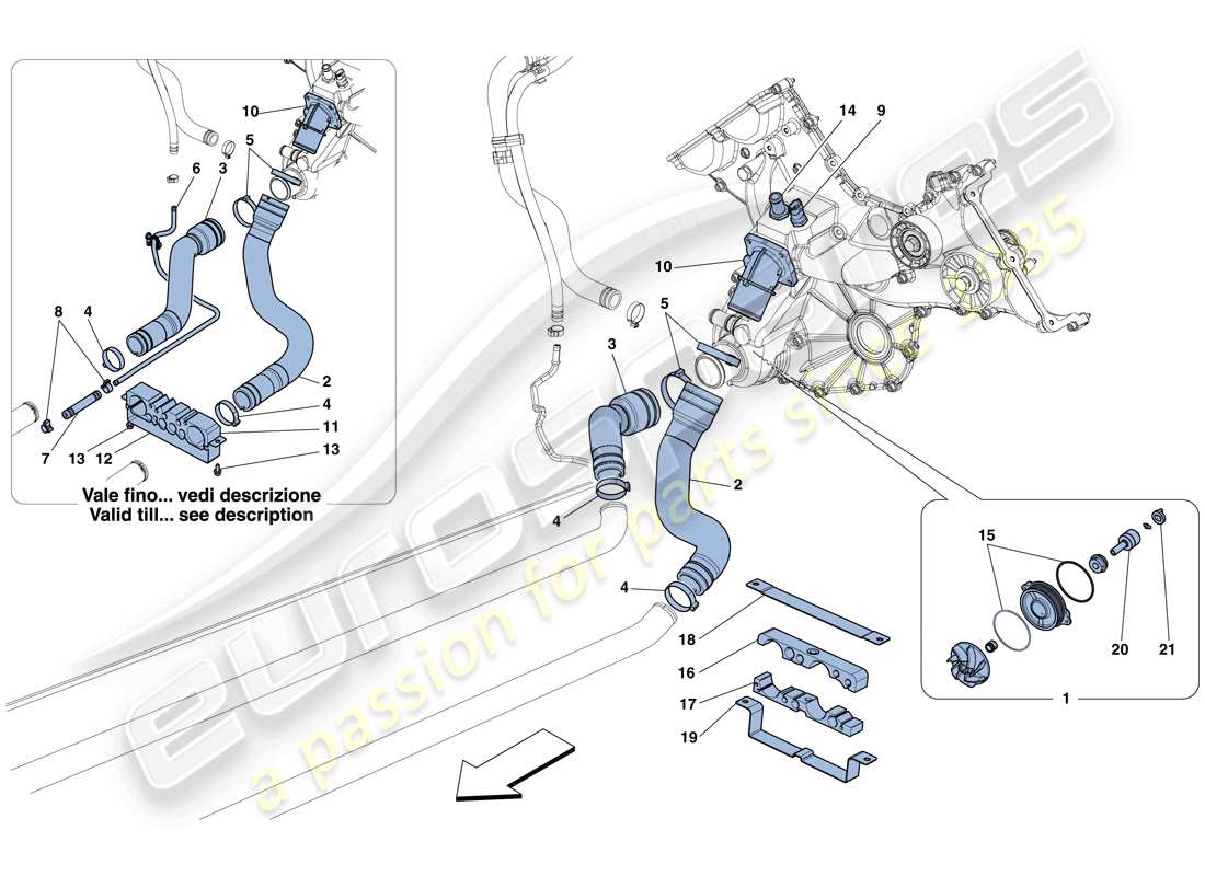 ferrari 458 italia (rhd) cooling - water pump parts diagram