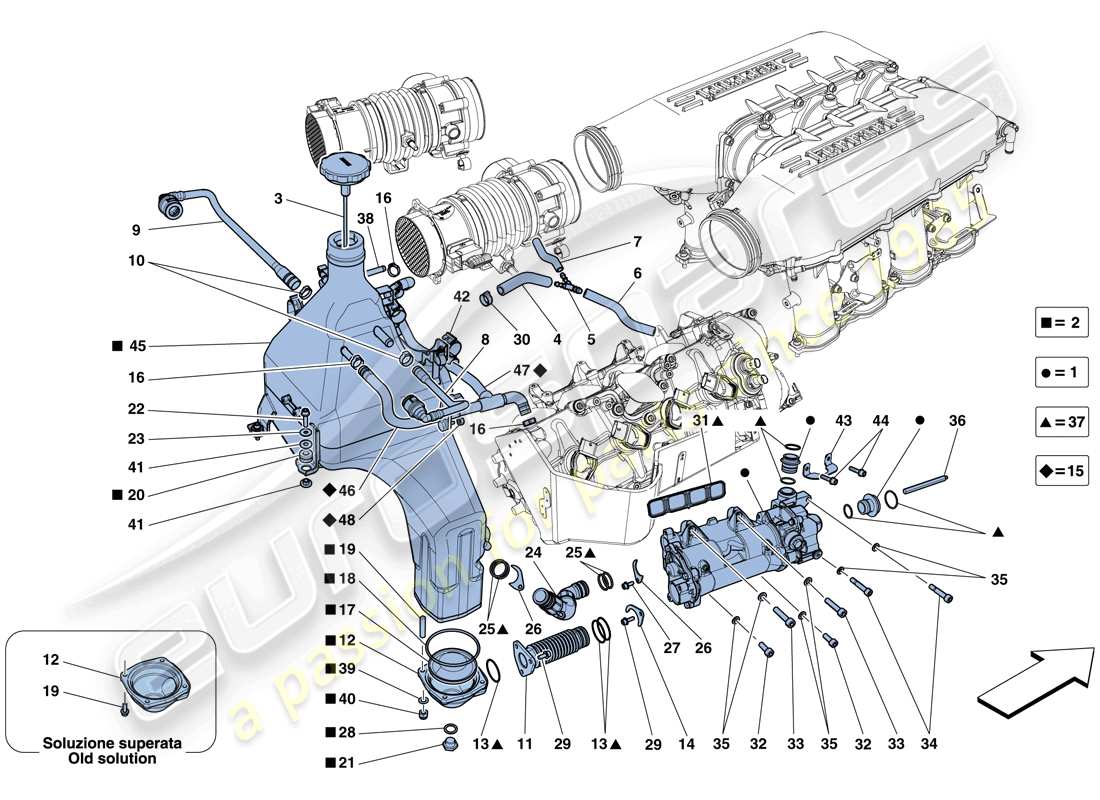 ferrari 458 italia (rhd) lubrication system: tank, pump and filter parts diagram