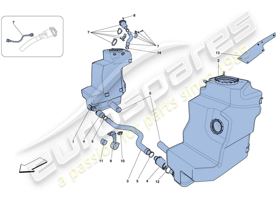 ferrari 458 spider (usa) fuel tanks and filler neck parts diagram
