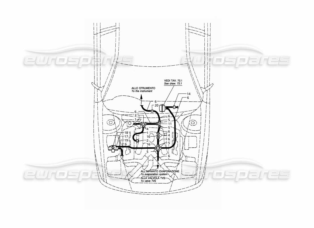 maserati qtp. 3.2 v8 (1999) vacuum sustem (rh drive) part diagram